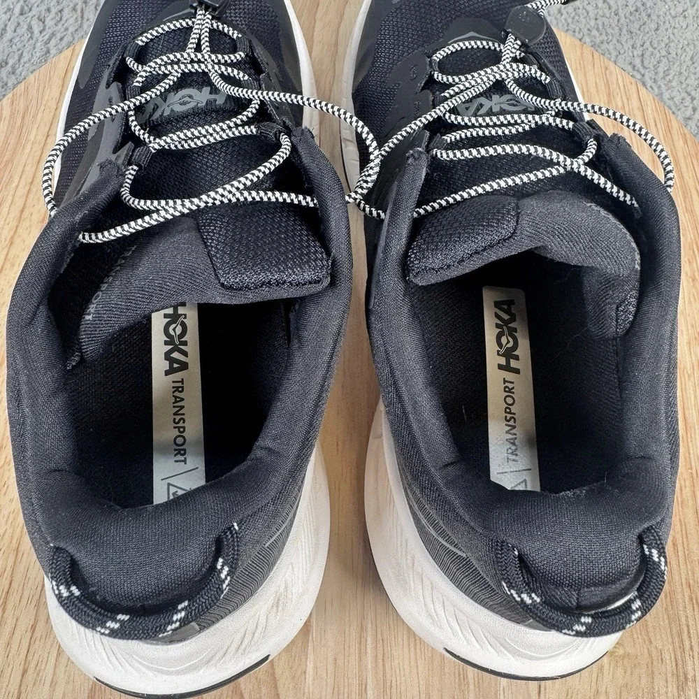 Hoka Transport Womens 9.5 D Wide Black Trail Running Hiking Shoes 1164371-BKLB